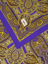 Saint Laurent Blue and Yellow Paisley Silk Twill Scarf