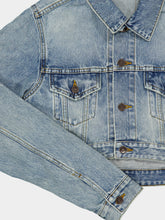 Balenciaga Bleach Light Blue Cropped Curved Denim Jacket