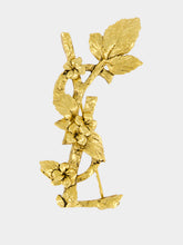 Saint Laurent Patinated Gold Hydrangea Brooch in Metal