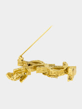 Saint Laurent Patinated Gold Hydrangea Brooch in Metal