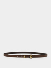 Gucci Dark Brown Thin Leather Belt with Round Buckle