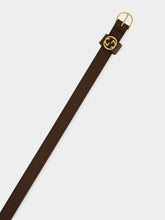 Gucci Dark Brown Thin Leather Belt with Round Buckle