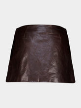 Balenciaga Coffee Brown Leather Mini Skirt