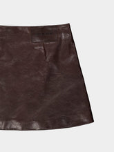 Balenciaga Coffee Brown Leather Mini Skirt