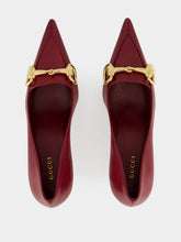Gucci Burgundy Leather Horsebit Mid-Heel Pumps
