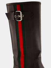 Gucci Brown Leather Biker Boots with Web