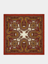 Saint Laurent Red Paisley Wool Twill Square Scarf