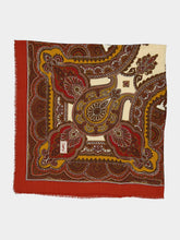 Saint Laurent Red Paisley Wool Twill Square Scarf