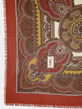 Saint Laurent Red Paisley Wool Twill Square Scarf