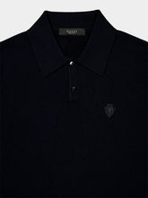Gucci Navy Cashmere Polo Shirt with Crest