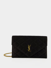 Saint Laurent Black Paris Satin Chain Wallet