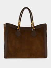 Gucci Dark Brown Suede Bamboo Large Tote Bag