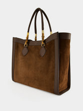 Gucci Dark Brown Suede Bamboo Large Tote Bag