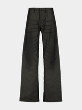 Gucci Black Coated Denim Trousers with Web Stripe