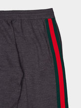 Gucci Dark Grey Fine Wool Leisure Trousers with Web