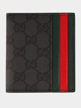 Gucci Black GG Canvas Bi-Fold Wallet with Web