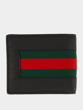 Gucci Black Web Stripe Leather Bi-Fold Wallet