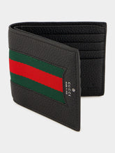 Gucci Black Web Stripe Leather Bi-Fold Wallet