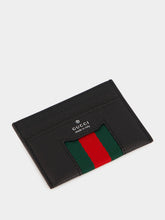 Gucci Black Web Stripe Leather Card Holder