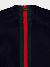 Gucci Dark Blue Ribbed Wool Web Sweater