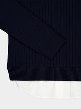 Balenciaga Navy Hybrid Ribbed Knit Shirt Sweater