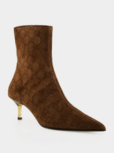 Gucci Brown GG Suede Ankle Boots with Kitten Heel