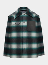 Balenciaga Dark Green and Black Check Cocoon Wool Jacket