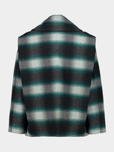 Balenciaga Dark Green and Black Check Cocoon Wool Jacket