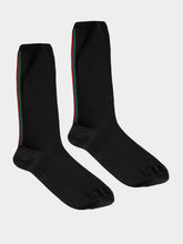 Gucci Black and Dark Green Vertical Weiss Socks