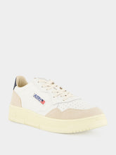Autry White and Blue Medalist Leather Sneakers