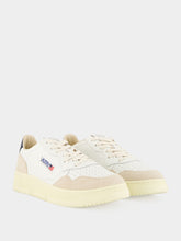 Autry White and Blue Medalist Leather Sneakers