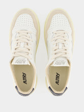Autry White and Blue Medalist Leather Sneakers