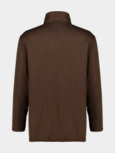 Auralee Brown Chambray and Black Reversible Wool and Leather Coat