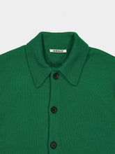 Auralee Green Super Fine Wool Knit Shirt Cardigan