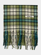 Auralee Moss Green Check Cashmere Long Stole