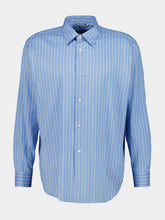 Auralee Sax Blue Striped Cotton and Silk Shirt