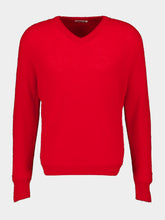 Auralee Red Baby Suri Alpaca V-Neck Jumper