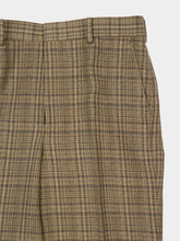 Auralee Dark Brown Check Silk Linen Trousers