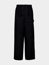 Auralee Black Wool Herringbone Cargo Pants
