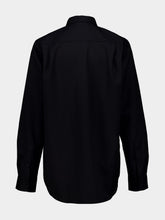 Auralee Black Wool Herringbone Overshirt
