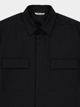 Auralee Black Wool Herringbone Overshirt