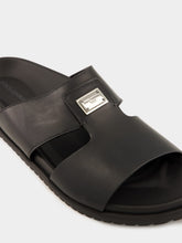 Dolce & Gabbana Black Calfskin Slide Sandals