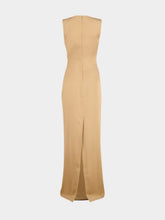 Tom Ford Golden Brown Deep V-Neck Twist Front Silk Evening Dress