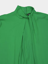 Tom Ford Green Clover Silk Tie-Neck Belted Midi Dress