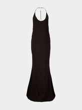 Tom Ford Espresso Silk Satin Halterneck Maxi Dress
