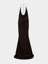 Tom Ford Espresso Silk Satin Halterneck Maxi Dress