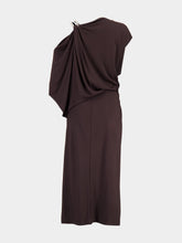 Tom Ford Brown Draped Midi Dress with Chain Detail