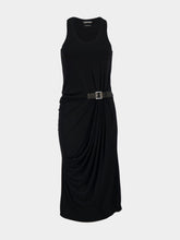 Tom Ford Black Tank Dress with Leather Buckle Detail