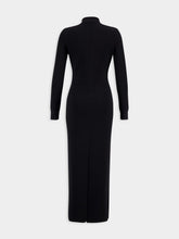 Tom Ford Black Full Needle Stretch Wool Polo Maxi Dress