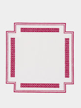 Borgo Delle Tovaglie Erica Antistain Linen Placemat in Ivory and Red